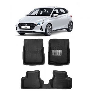 4.5D Car Floor Foot Tray Mats for i20 New  - Black